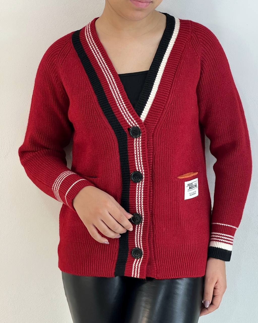 ژاکت بافت چهاررنگ گرم بالا کد 5191