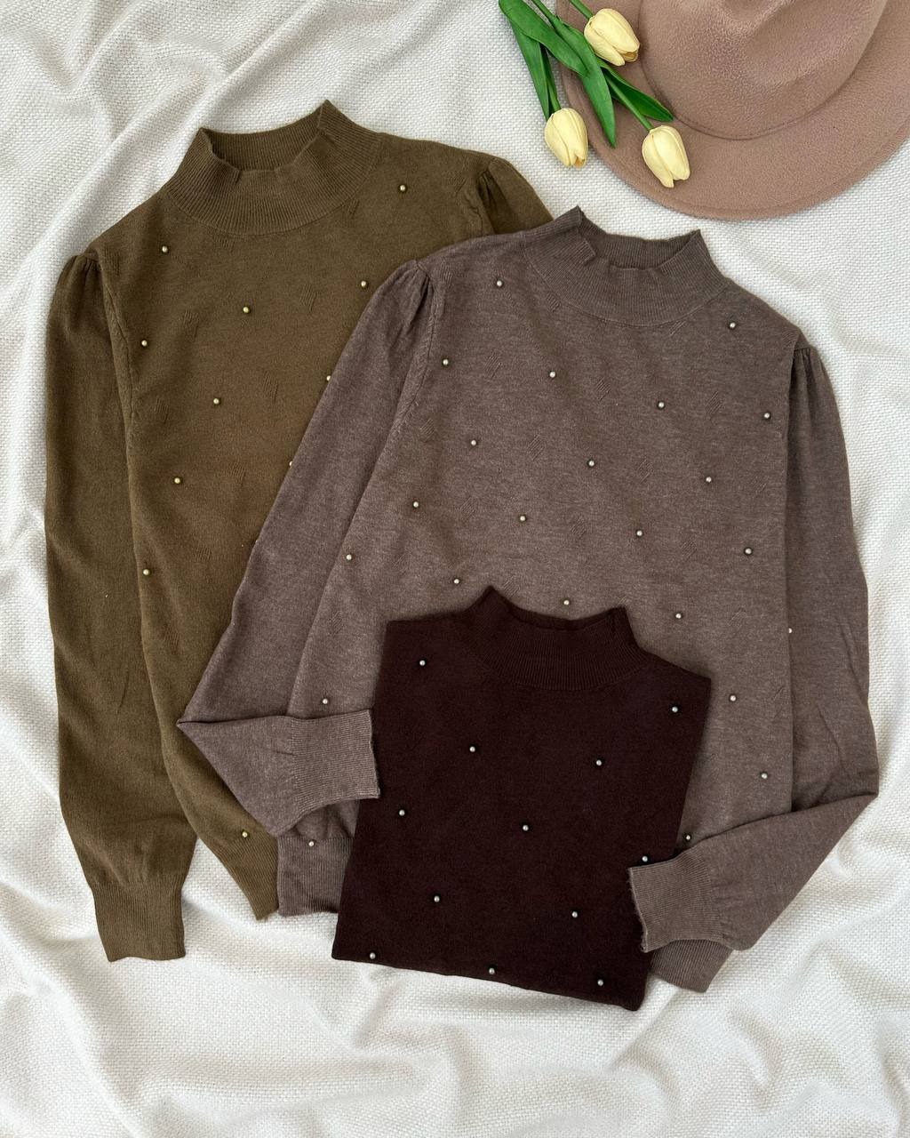 پلیور بافت یقه ایستاده مروارید کد 5202