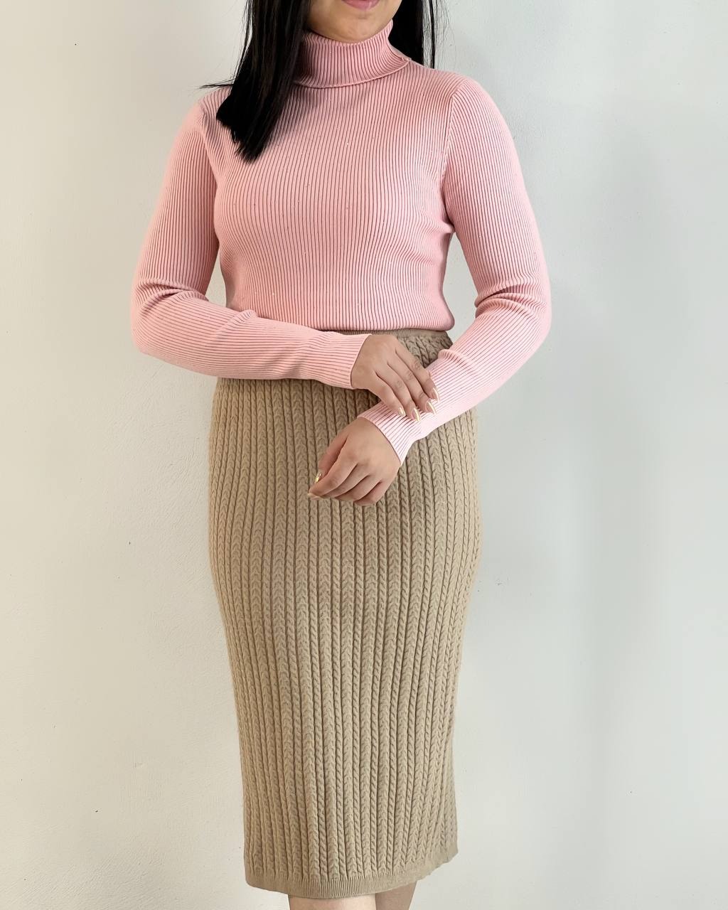 پلیور بافت یقه اسکی شاین دار کد 5204