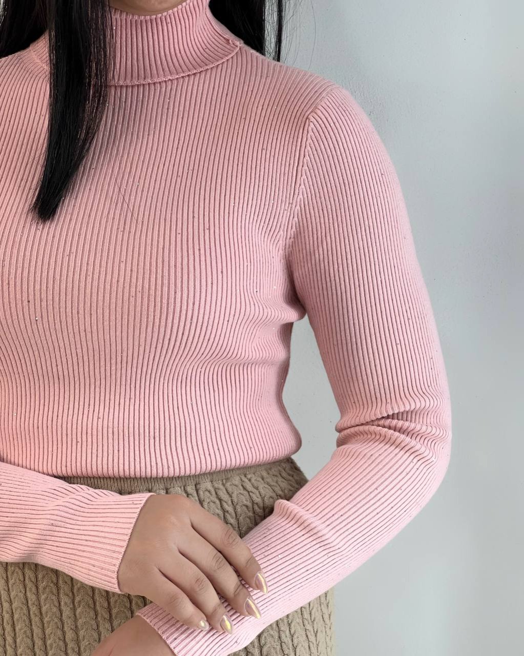 پلیور بافت یقه اسکی شاین دار کد 5204