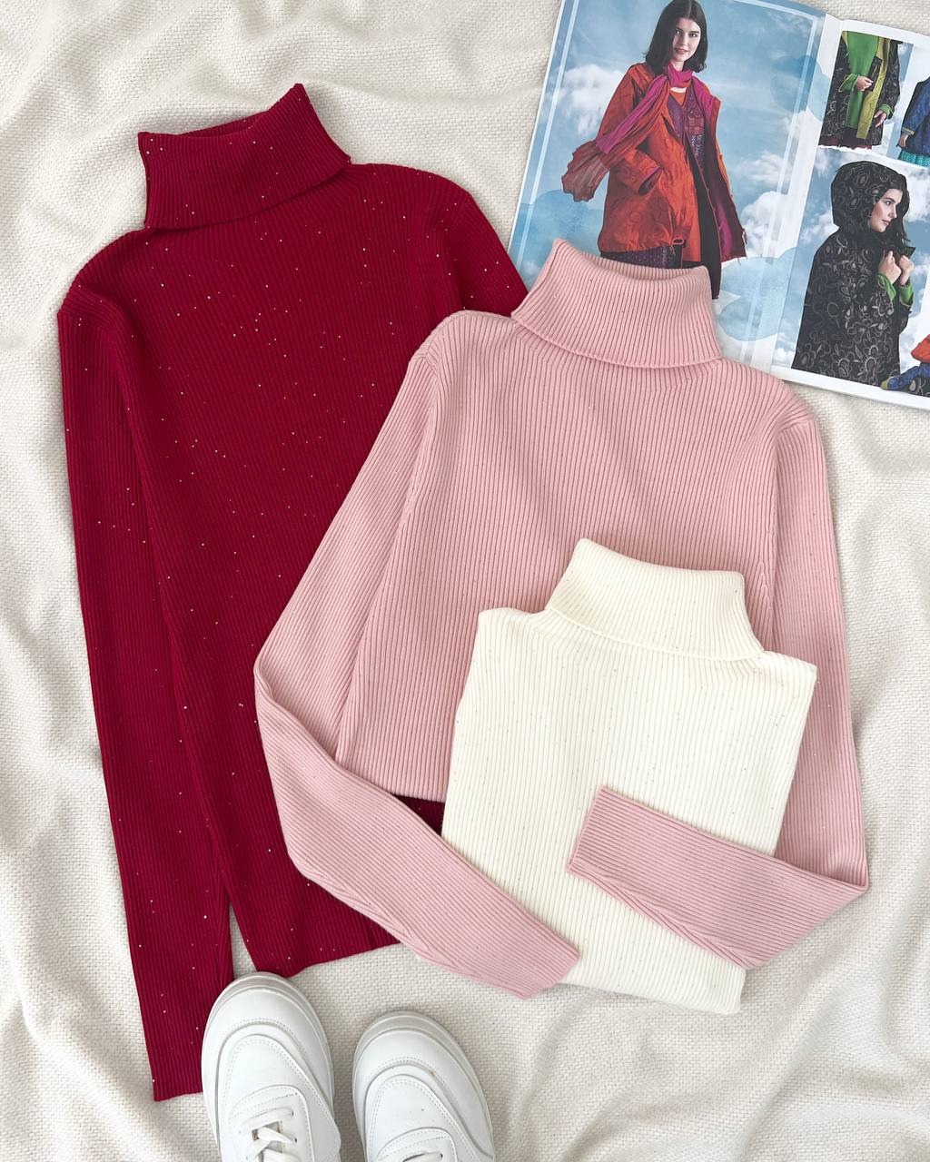 پلیور بافت یقه اسکی شاین دار کد 5204