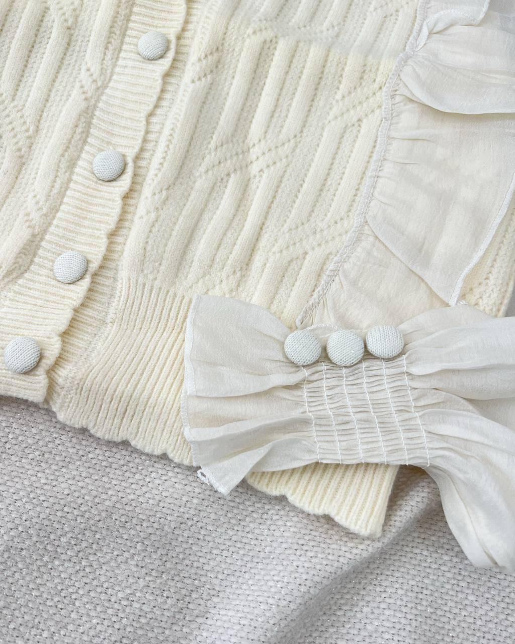 ژاکت بافت آستین مچی جلو چین کد 5208