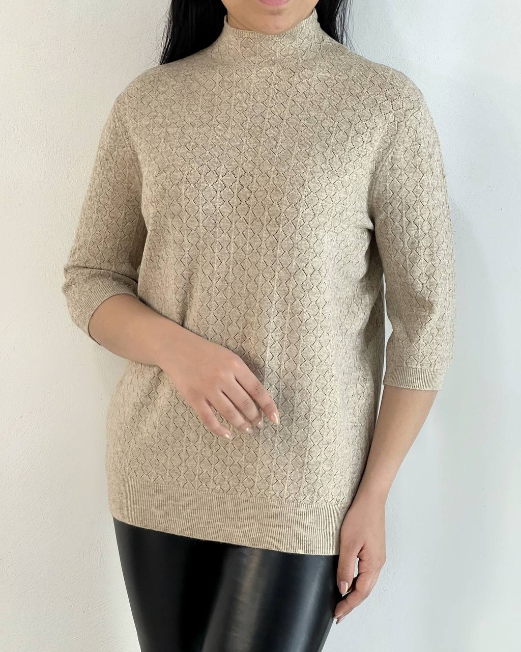 پلیور بافت آستین سه ربع 6 رنگ کد 5212