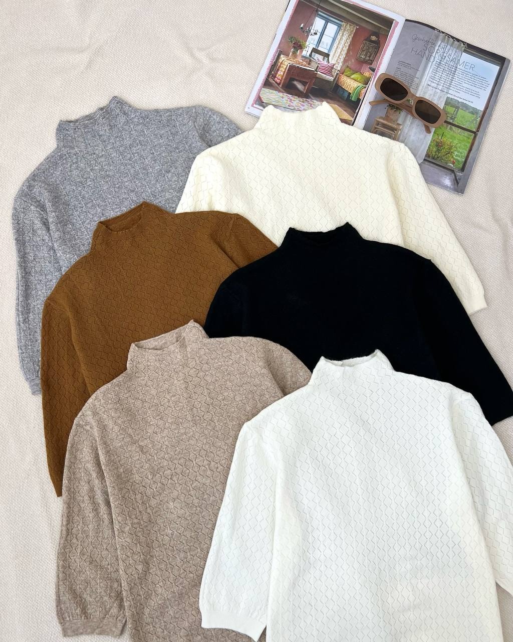 پلیور بافت آستین سه ربع 6 رنگ کد 5212