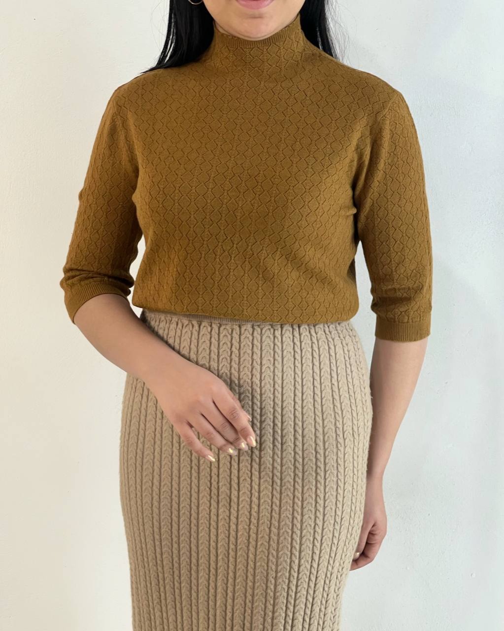 پلیور بافت آستین سه ربع 6 رنگ کد 5212