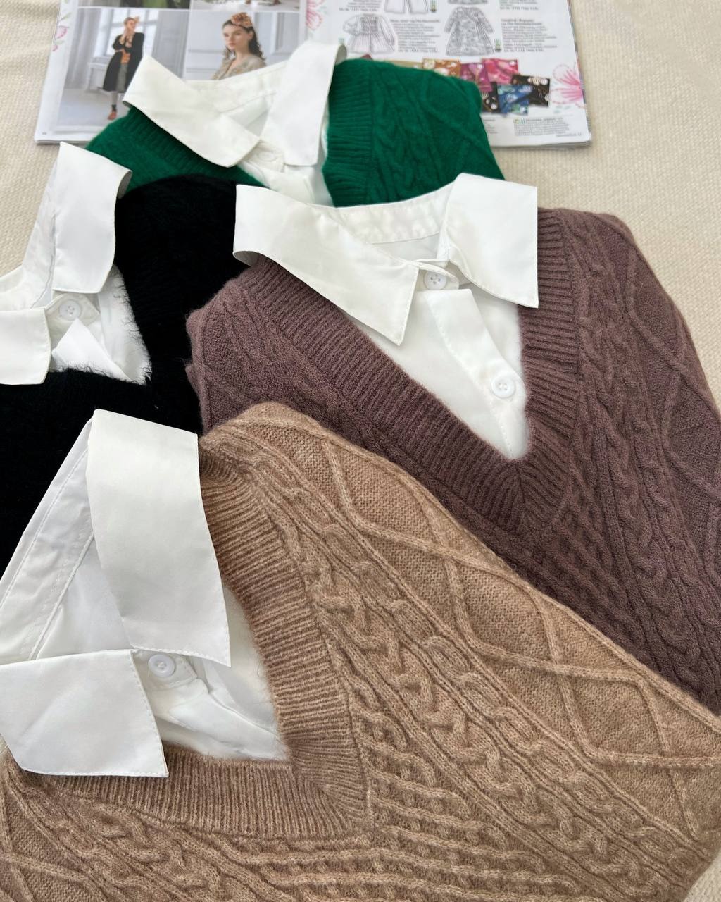 ست شومیز با وست بافت بهمراه کمربند کد 5215