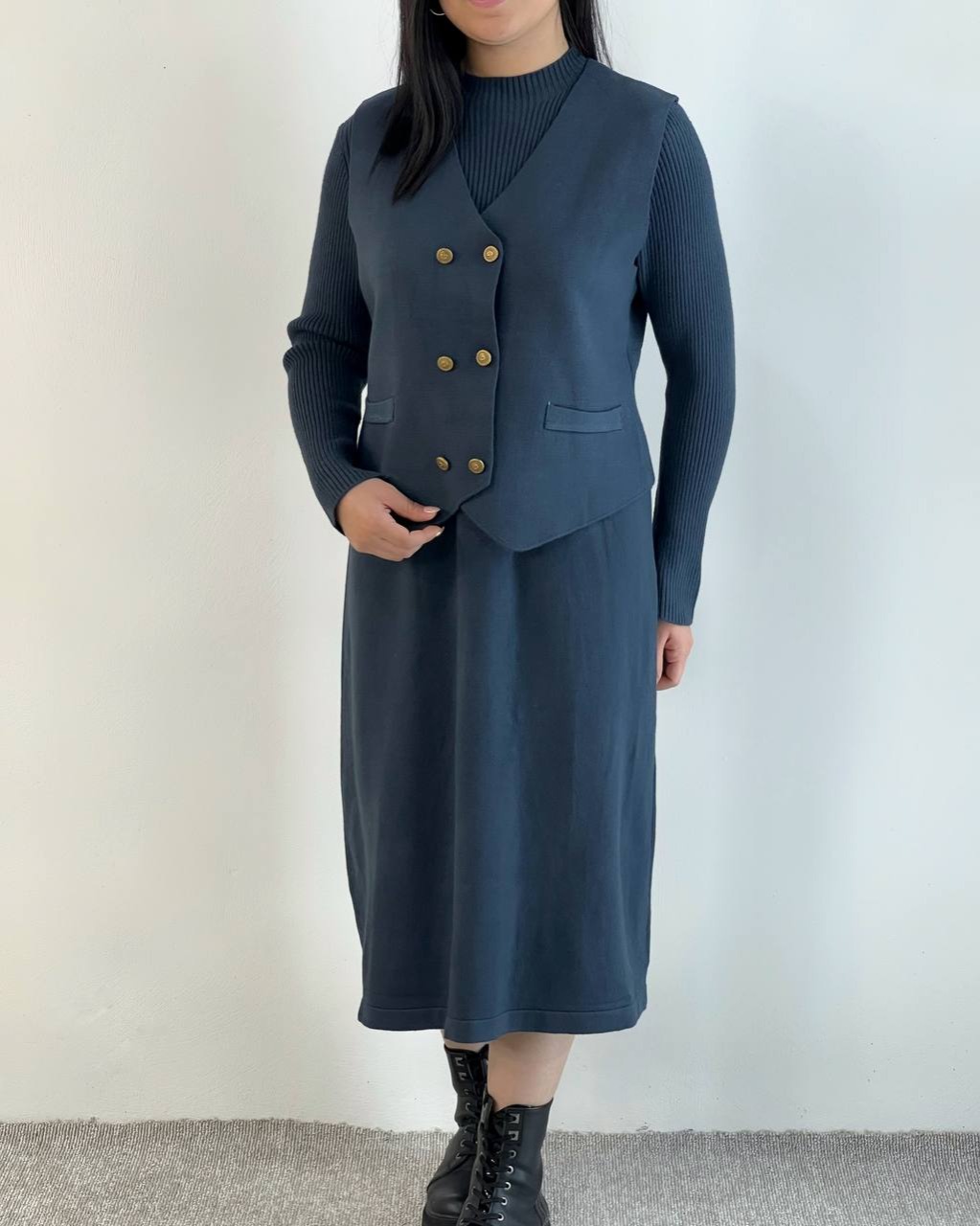 ست سارافون و جلیقه بافت کد 5217