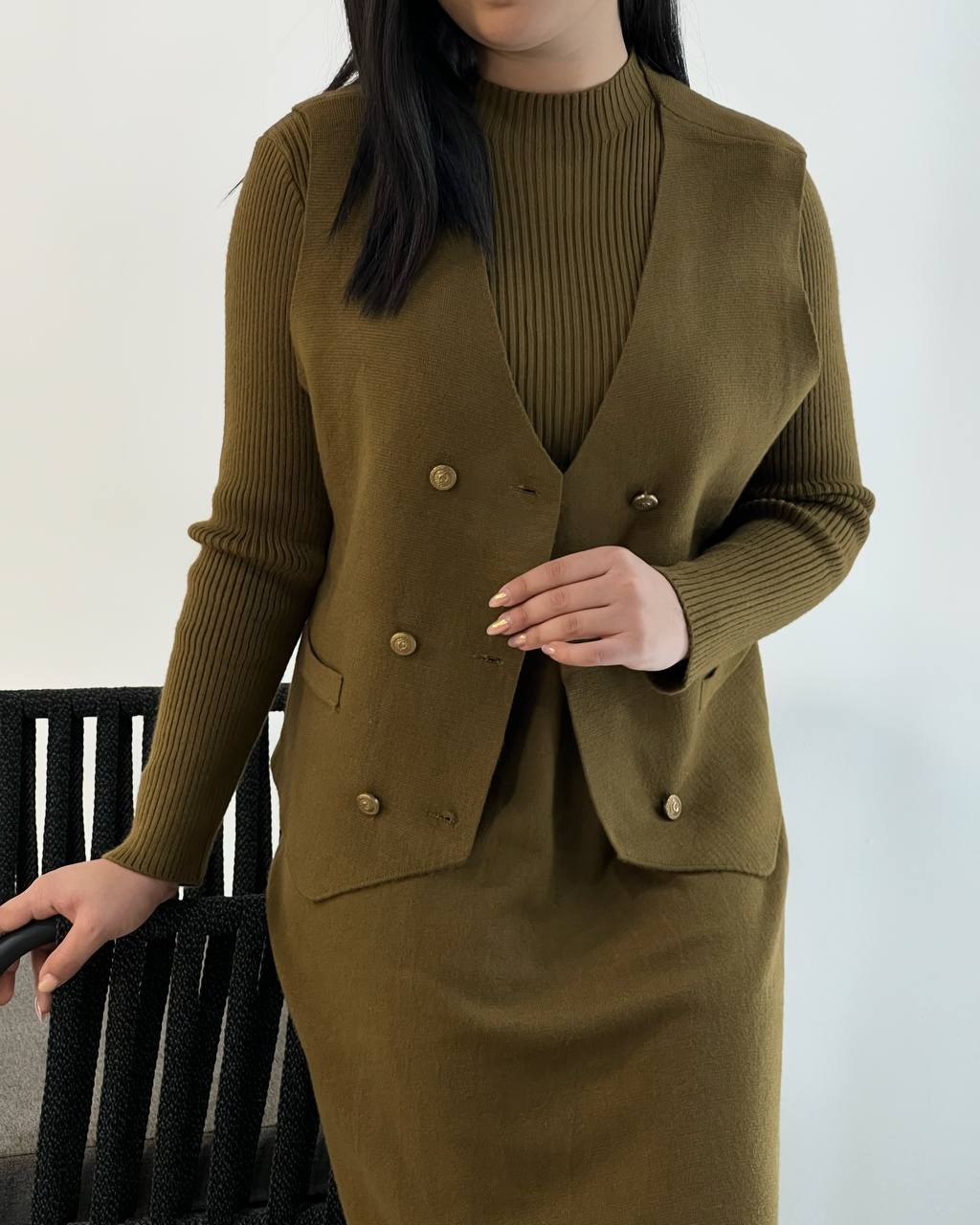 ست سارافون و جلیقه بافت کد 5217