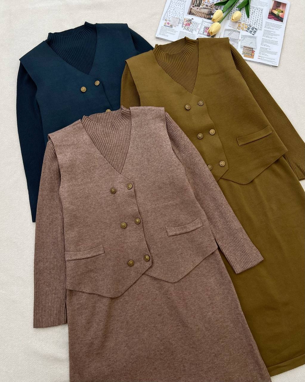 ست سارافون و جلیقه بافت کد 5217