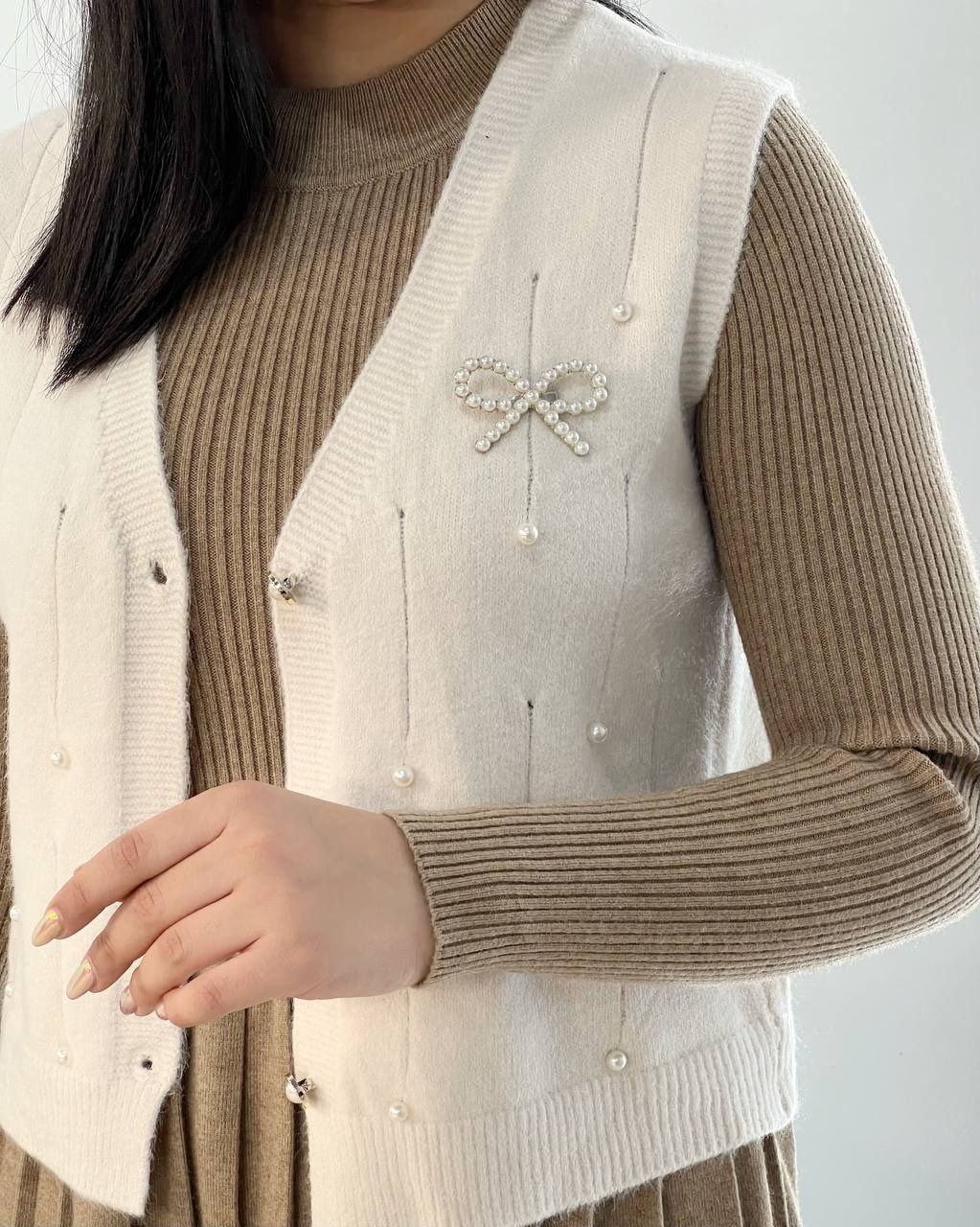 جلیقه بافت سنجاق پاپیون کد5220