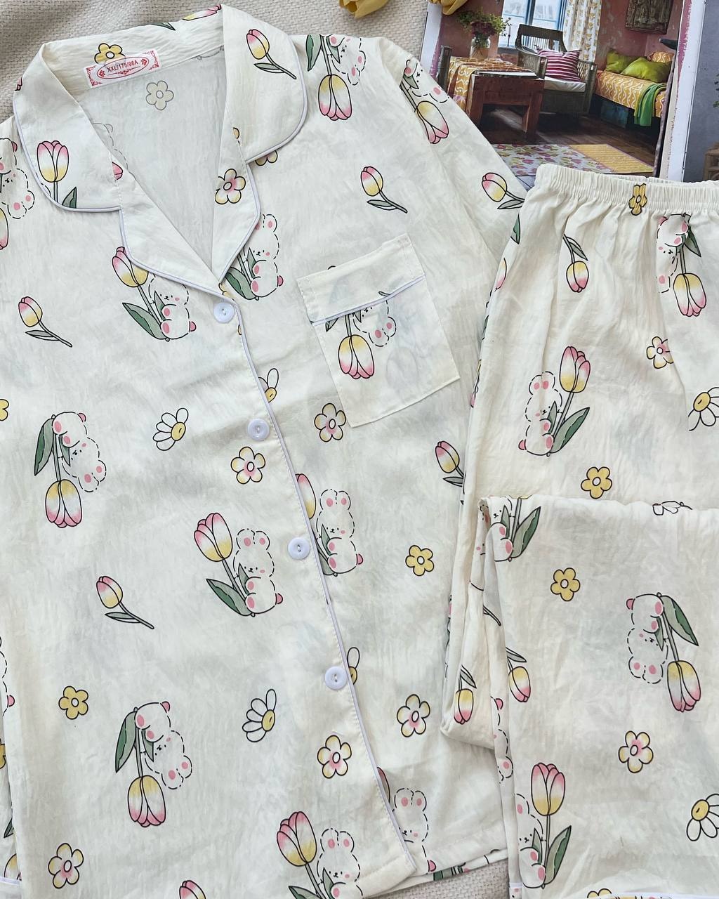 ست راحتی آستین بلند جلو دکمه کد 5222