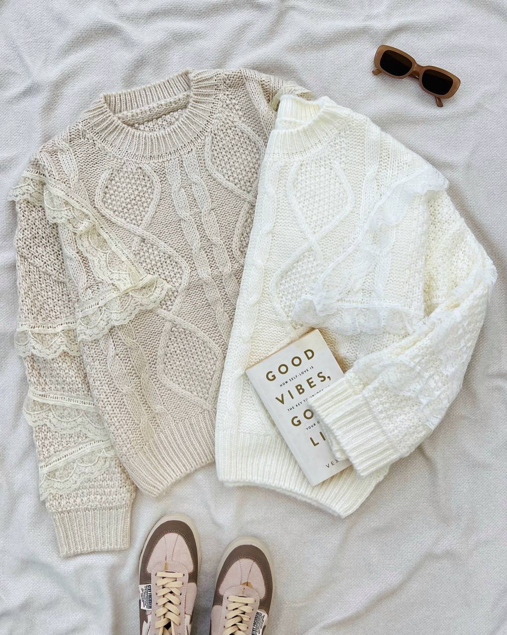 پلیور بافت سرشانه توری گرماژ بالا کد 5225