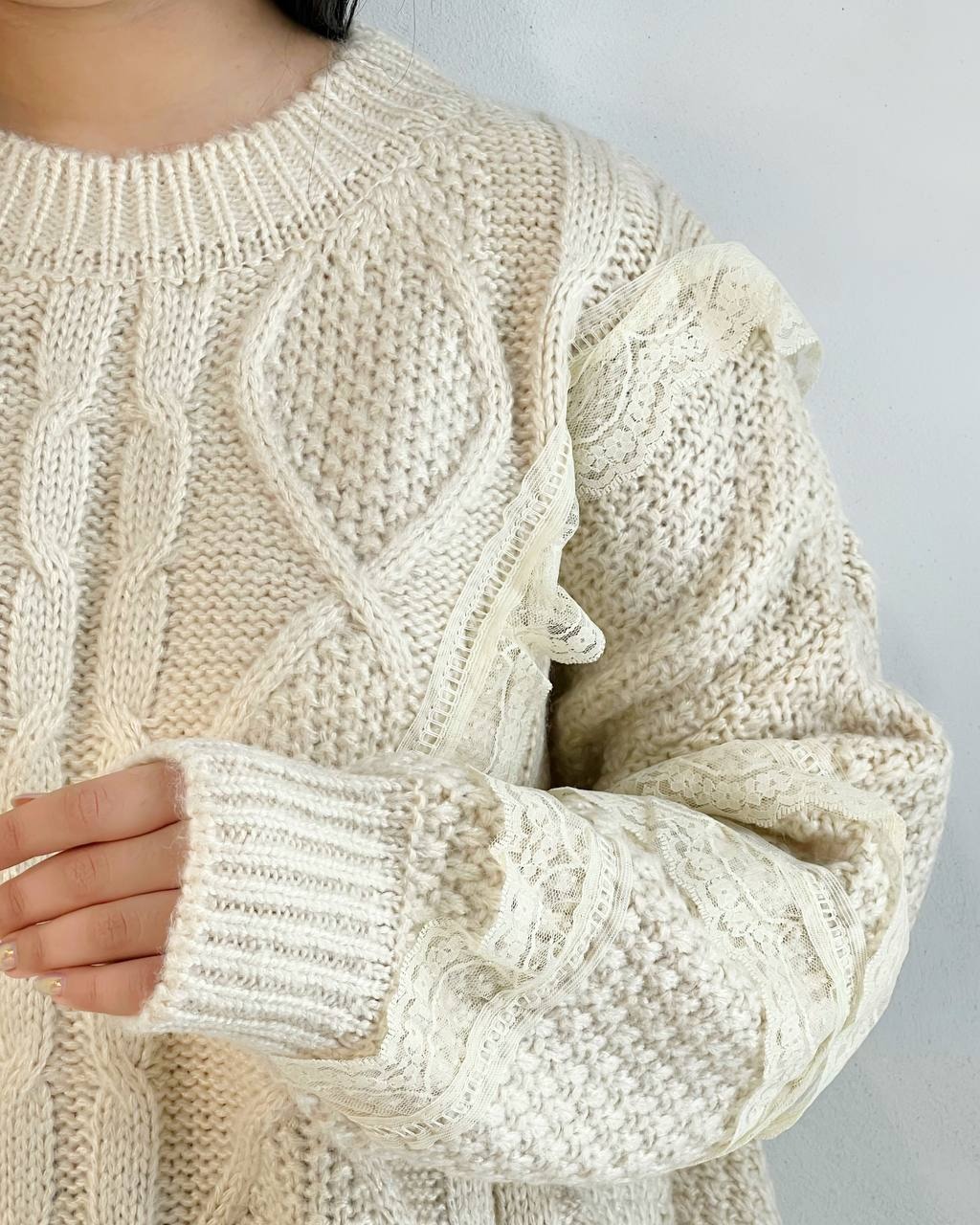 پلیور بافت سرشانه توری گرماژ بالا کد 5225