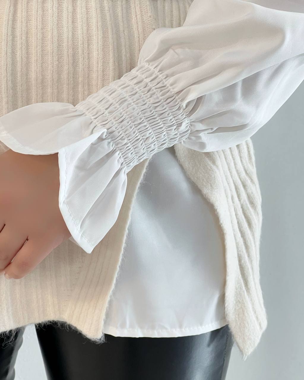 ست شومیز و جلیقه بافت بهمراه کمربند کد 5227