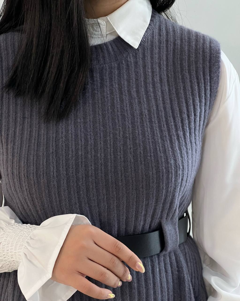 ست شومیز و جلیقه بافت بهمراه کمربند کد 5227