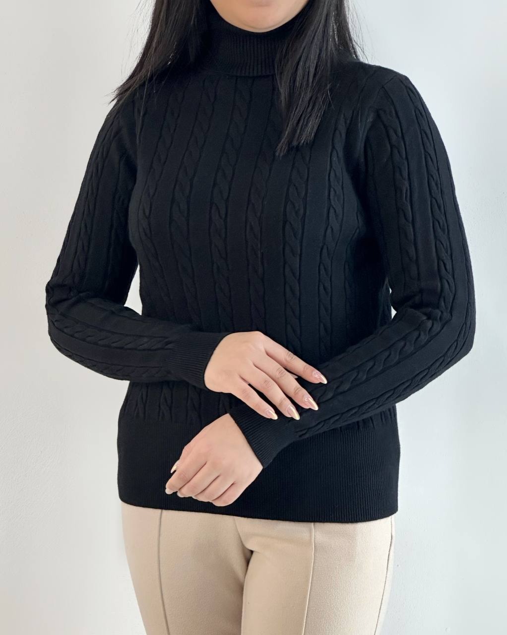 پلیور بافت یقه اسکی مشکی کد 5228