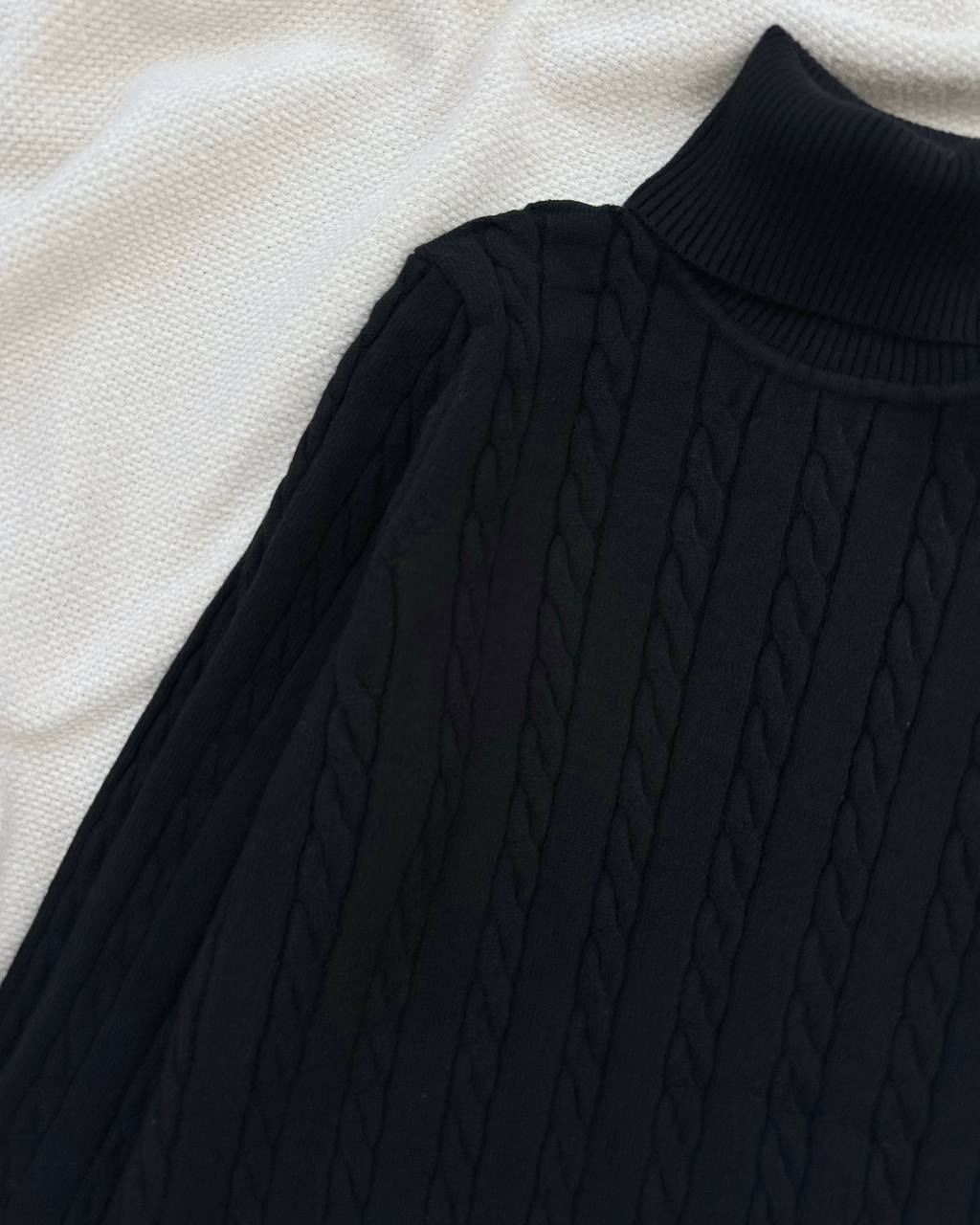 پلیور بافت یقه اسکی مشکی کد 5228