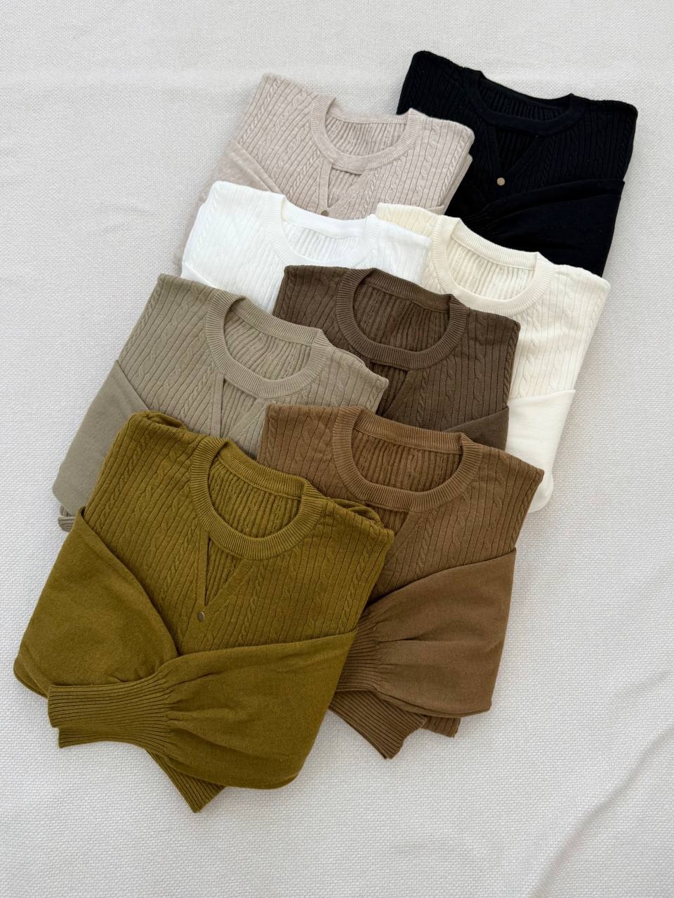 پلیور بافت زنجیری آستین مچی کد 5234