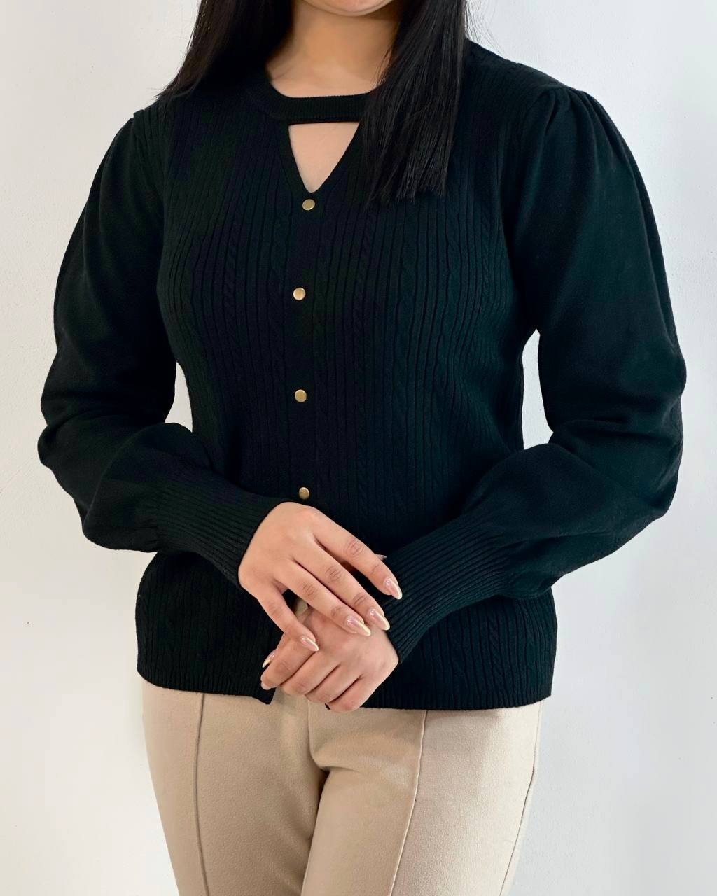 پلیور بافت زنجیری آستین مچی کد 5234