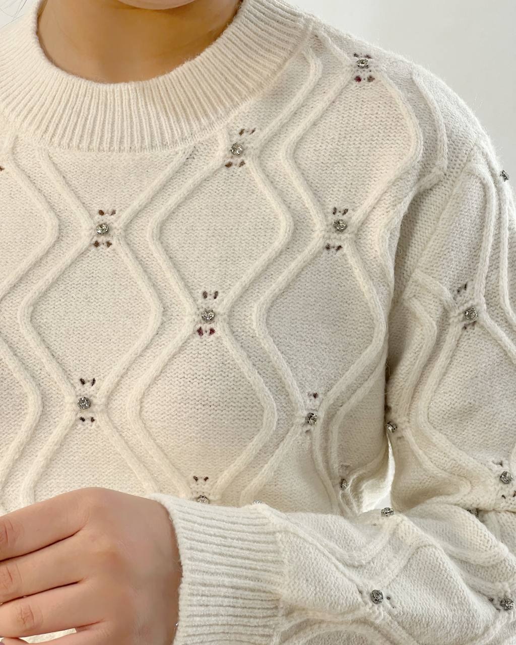 پلیور بافت لوزی نگین کد 5238