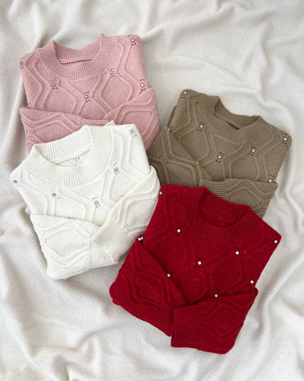 پلیور بافت لوزی نگین کد 5238