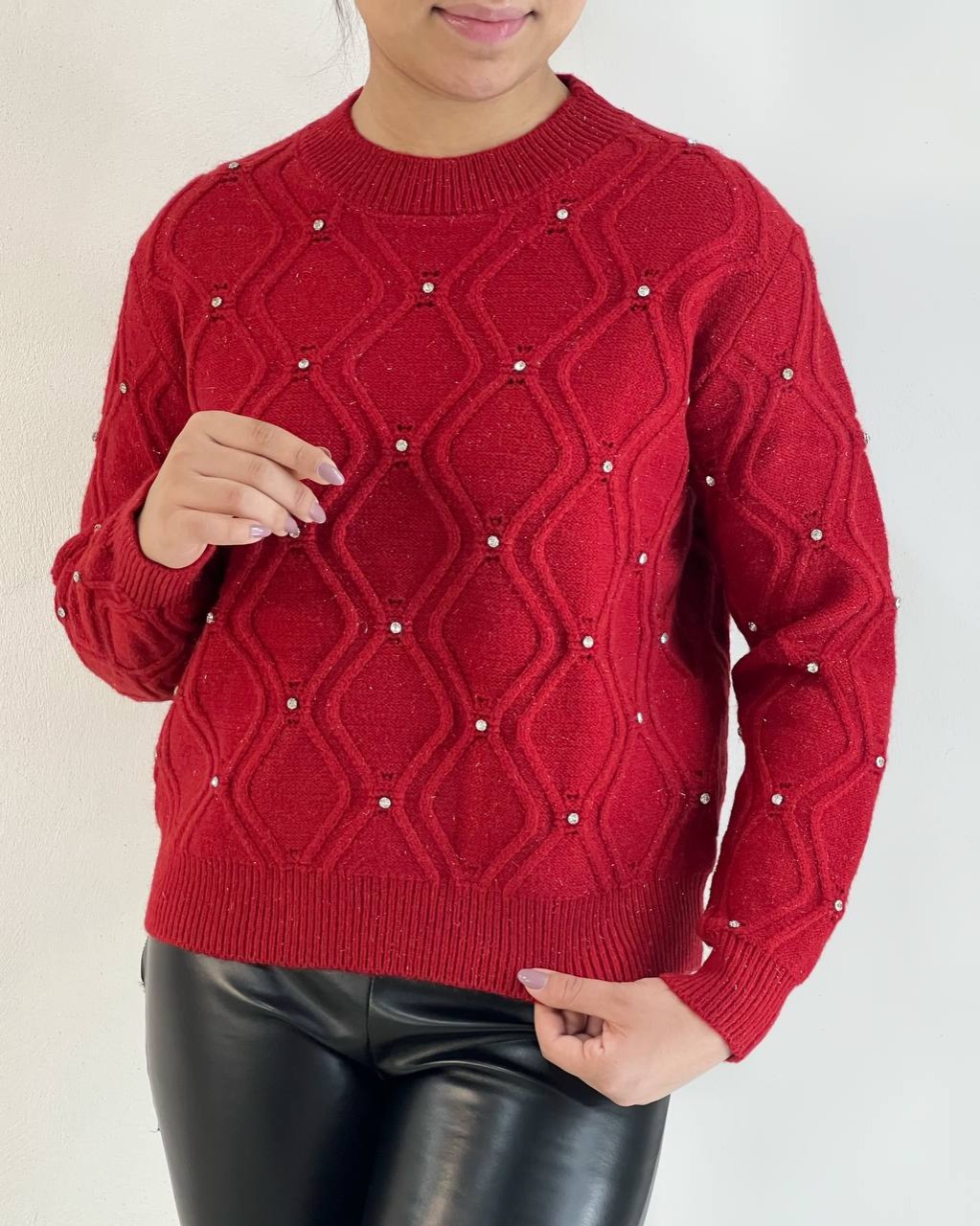 پلیور بافت لوزی نگین کد 5238