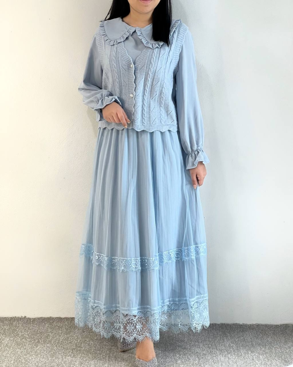 ست پیراهن بهمراه کمربند و جلیقه بافت کد5240