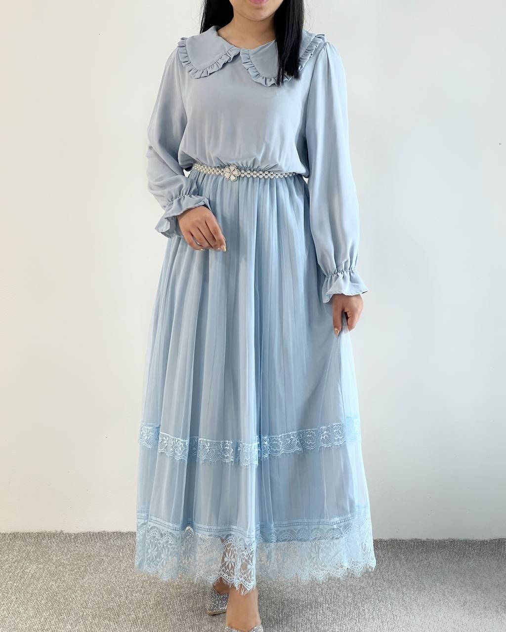 ست پیراهن بهمراه کمربند و جلیقه بافت کد5240