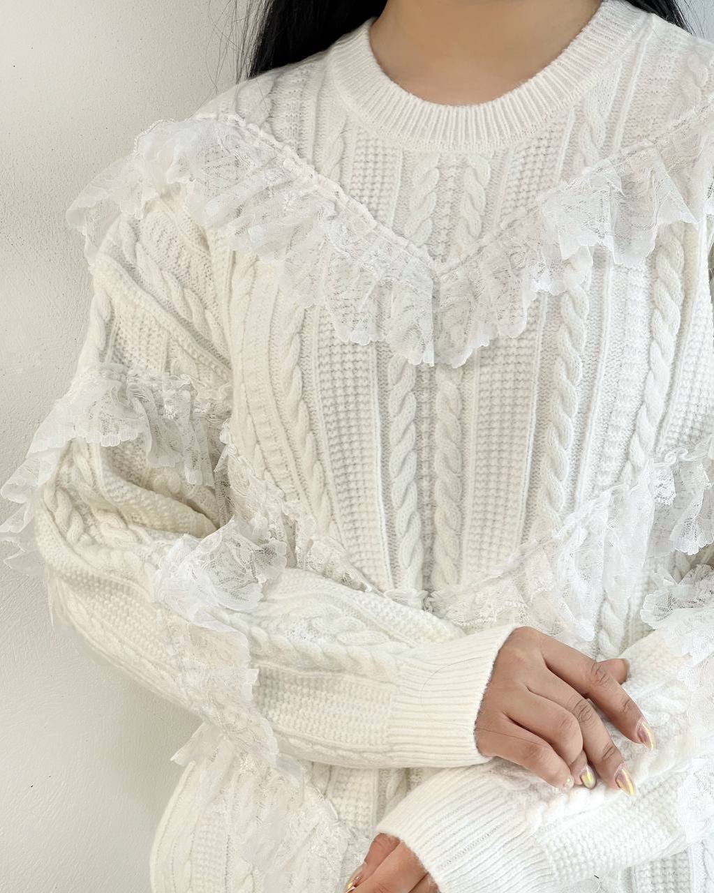 پلیور بافت زنجیری تور دوزی کد 5248