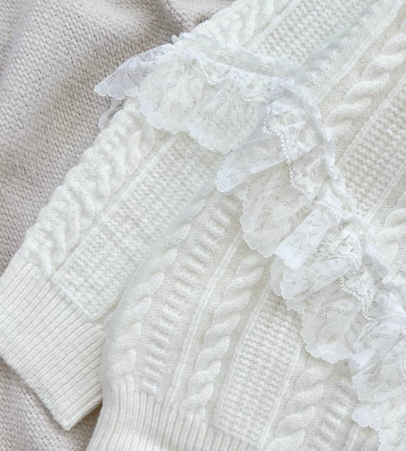 پلیور بافت زنجیری تور دوزی کد 5248