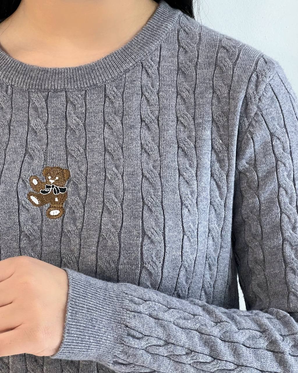 پلیور بافت زنجیری با گلدوزی تدی کد 5252