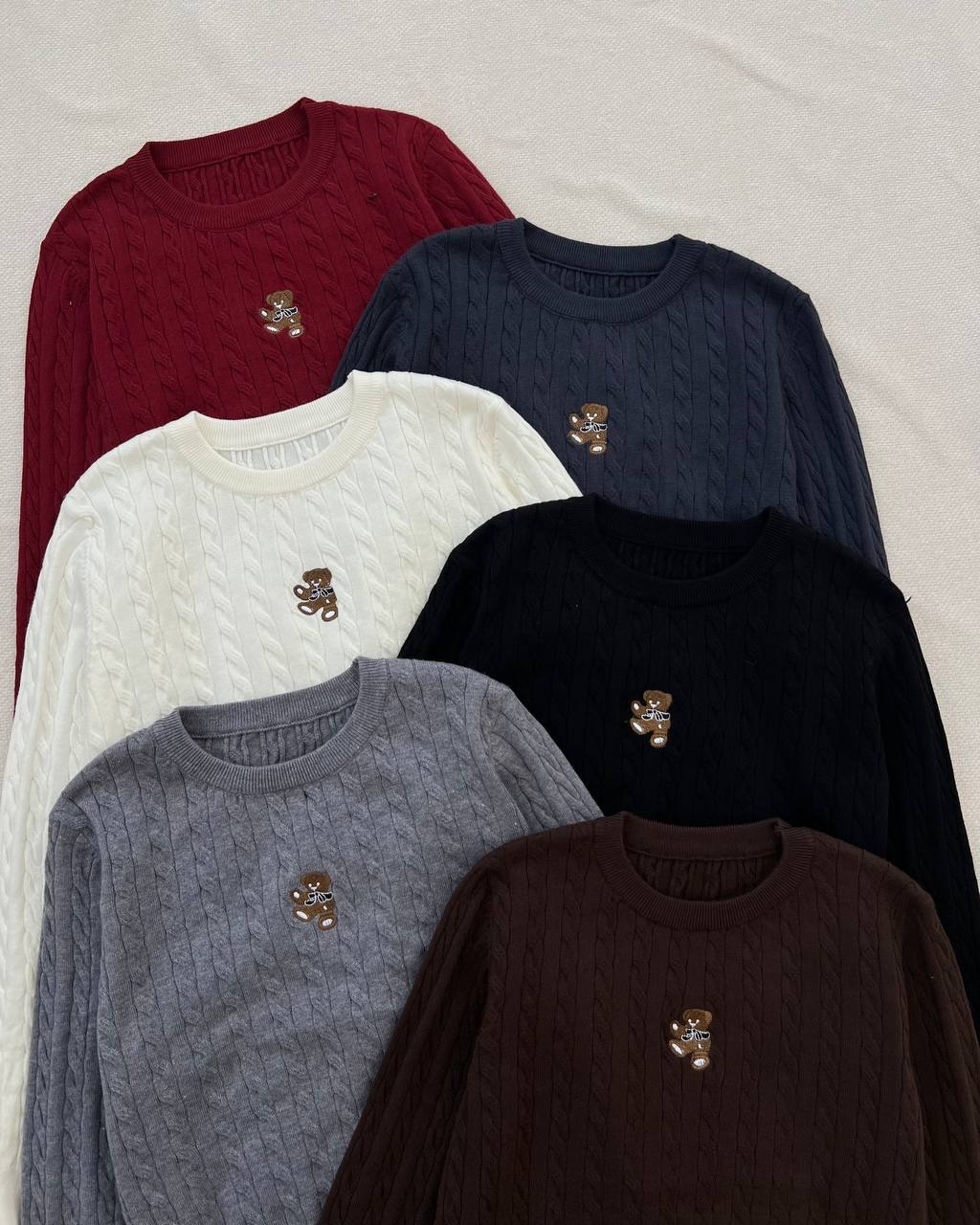 پلیور بافت زنجیری با گلدوزی تدی کد 5252