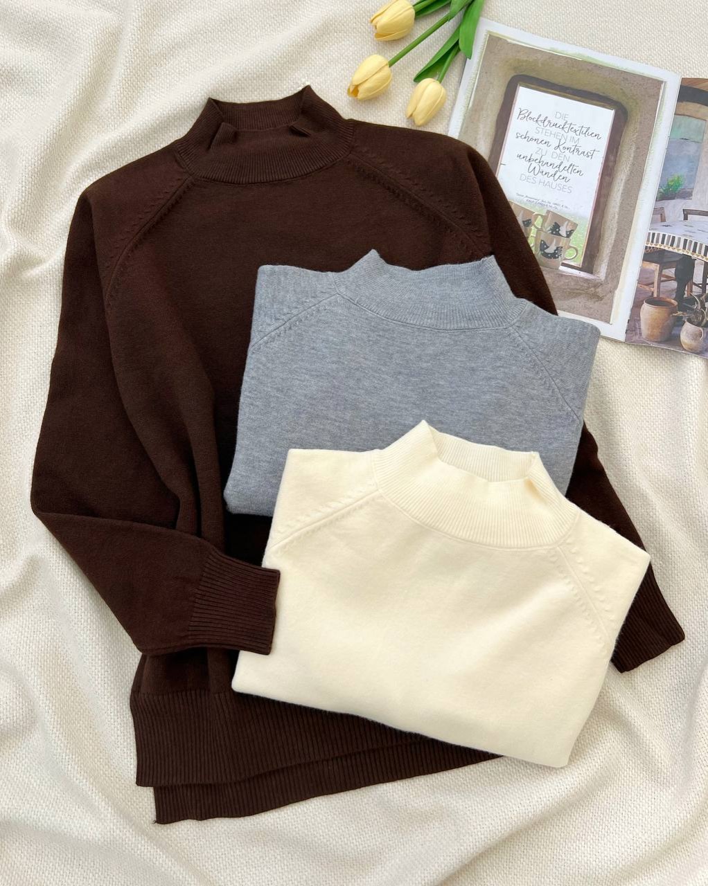 پلیور بافت یقه ایستاده ساده کد 5254