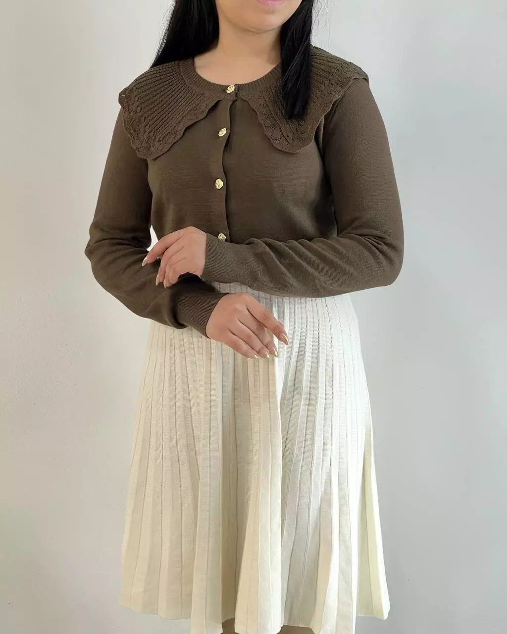 ژاکت بافت یقه ب ب عروسکی کد 5278