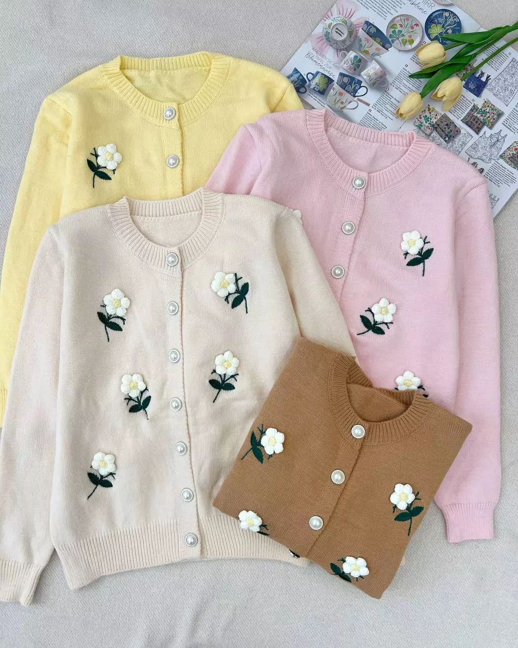 ژاکت بافت گل برجسته کد 5298