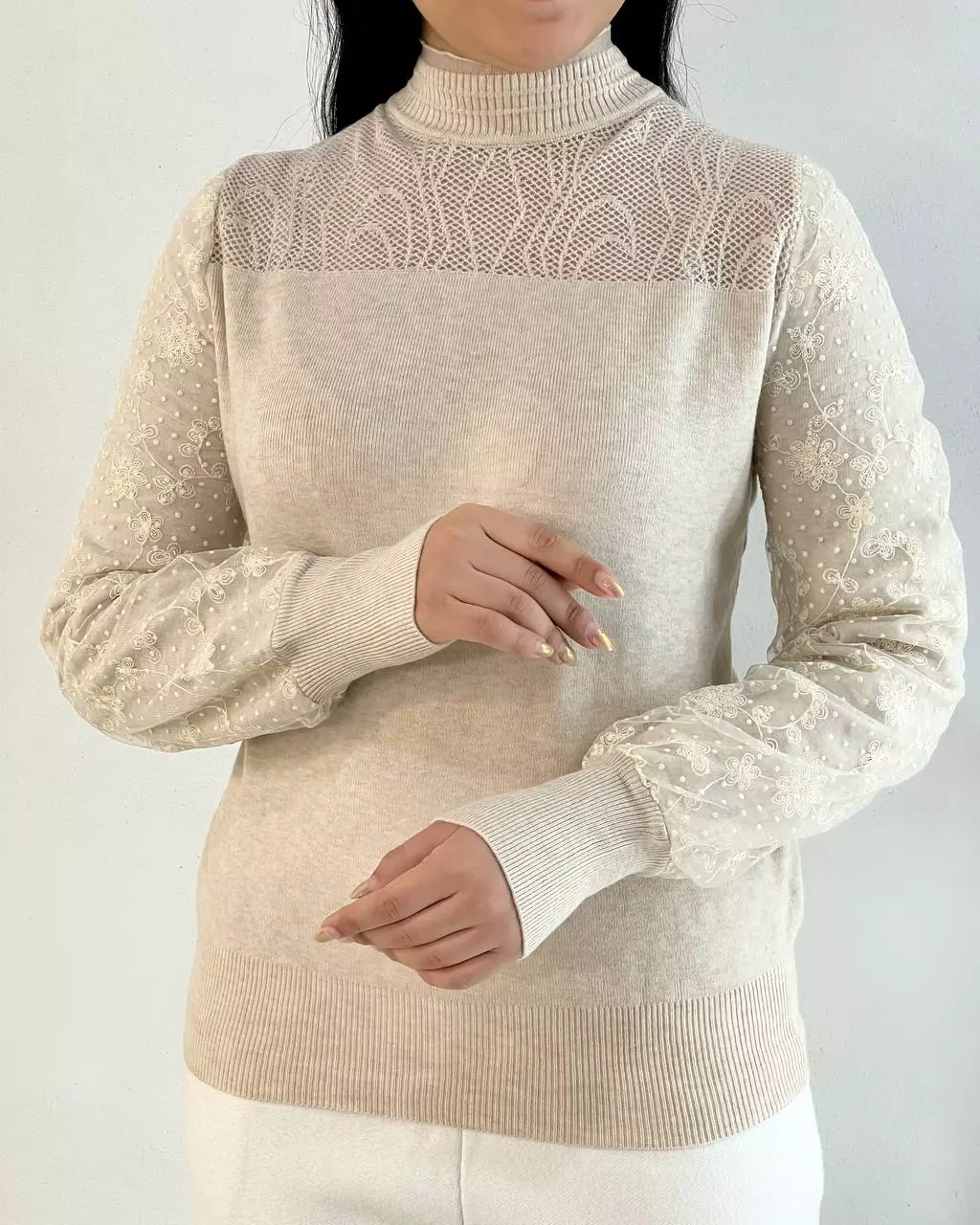 پلیور بافت آستین کارشده 3 رنگ کد 5305