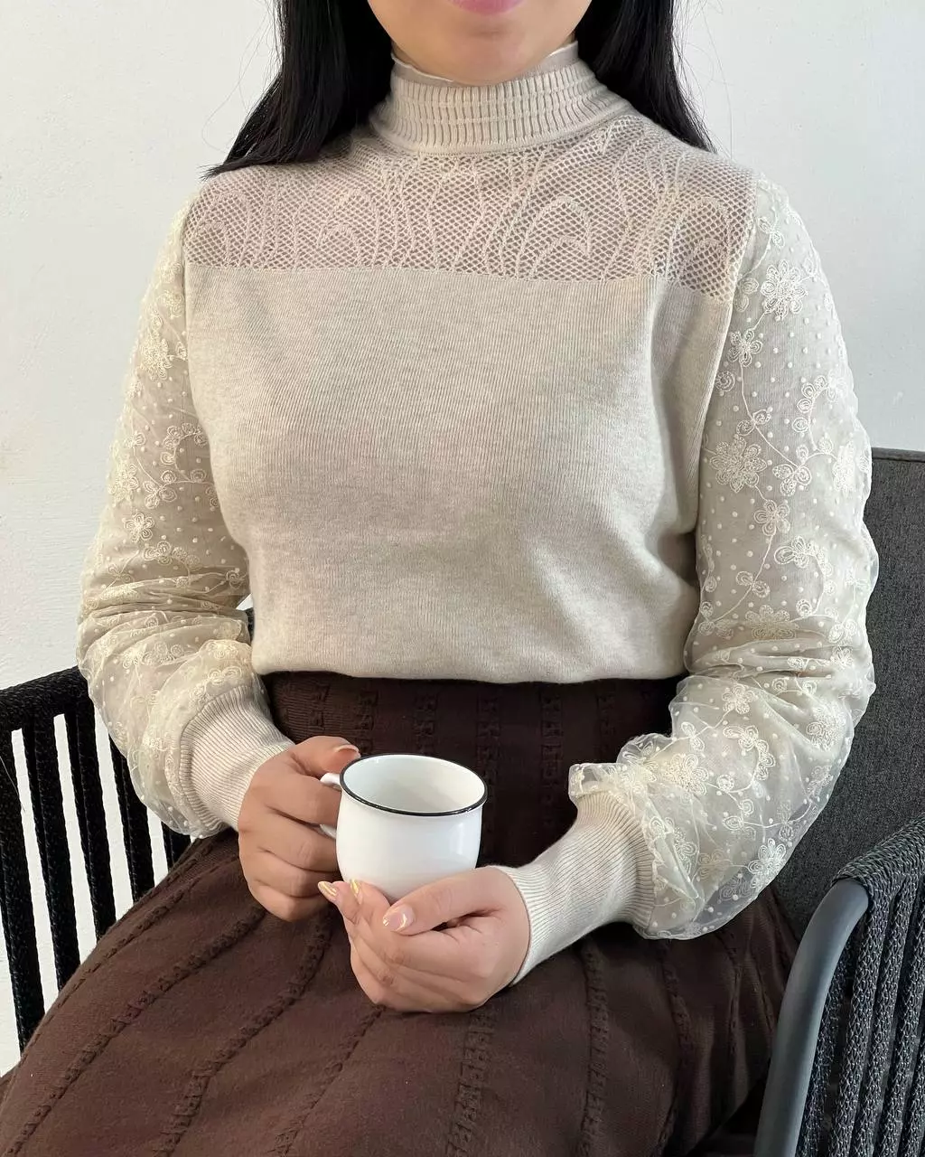 پلیور بافت آستین کارشده 3 رنگ کد 5305