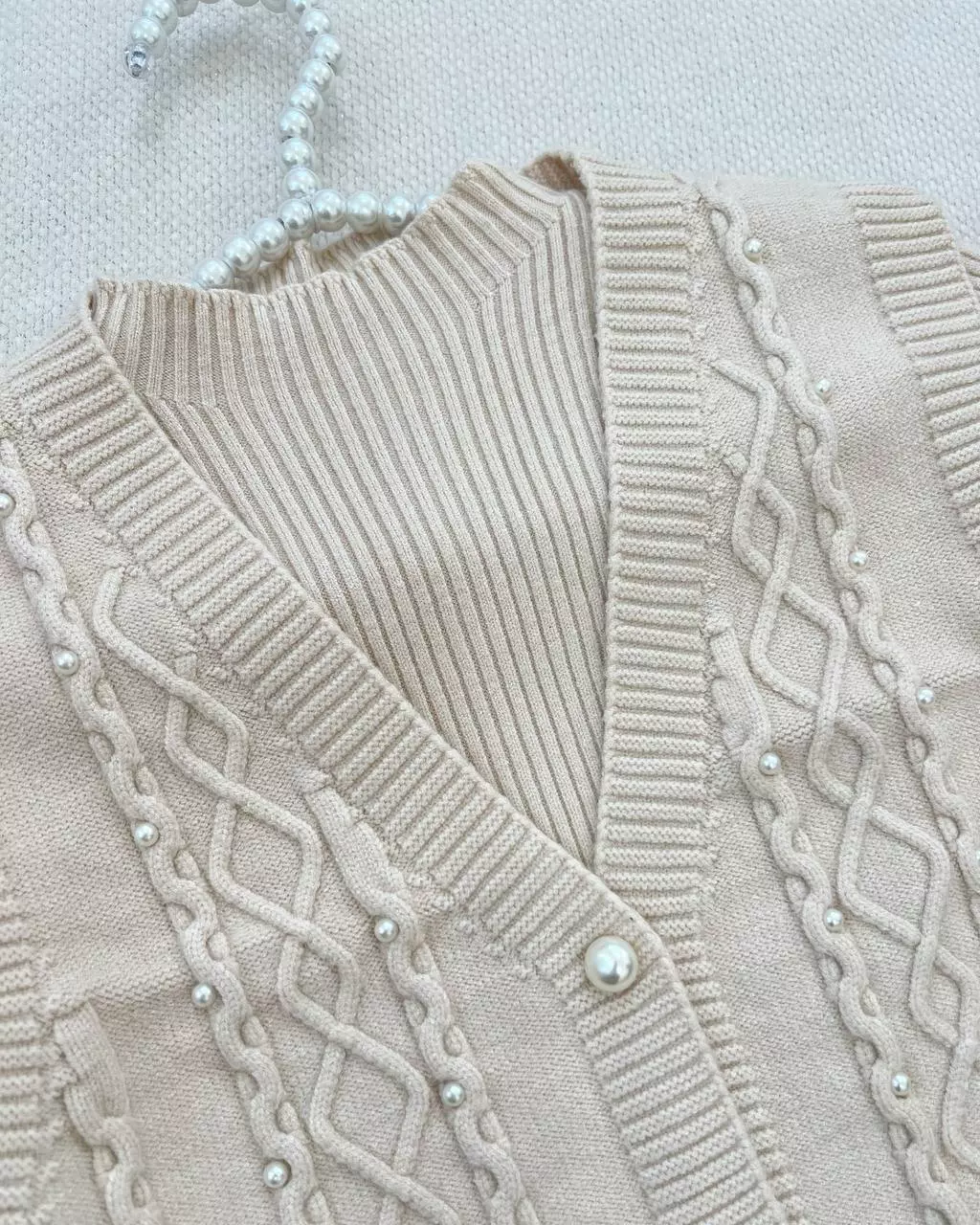 ست پیراهن و جلیقه بافت مروارید دوزی کد 5312