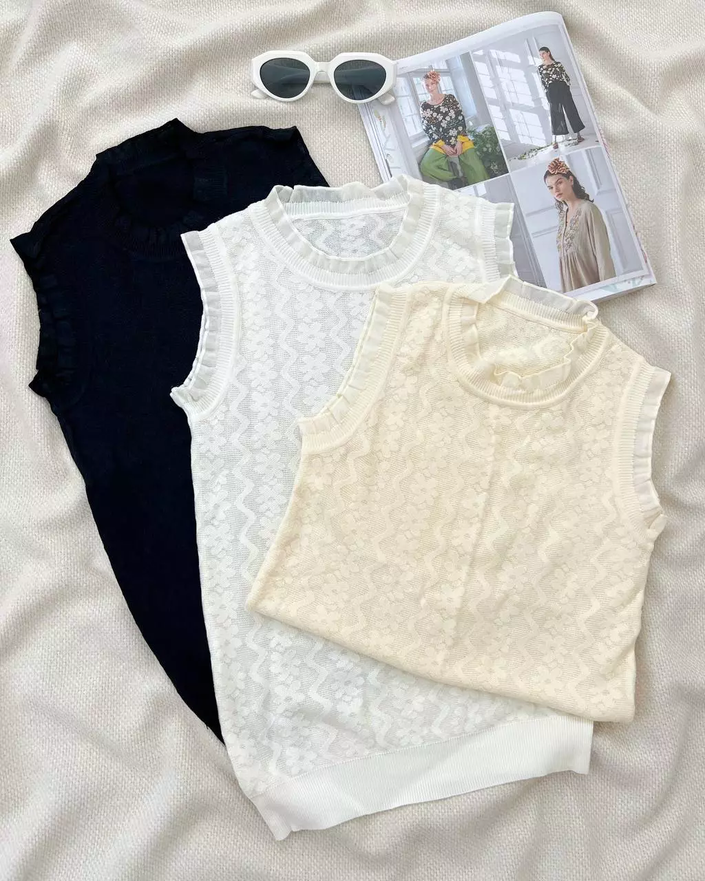 تاپ بافت فانتزی سه رنگ کد 5316