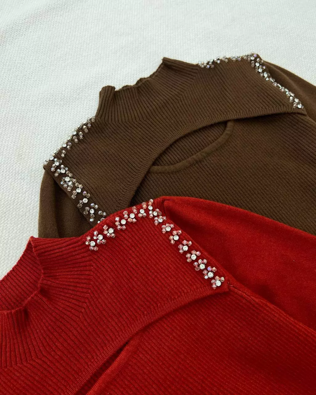 پلیور بافت سرشانه منجوق یقه ایستاده کد 5333