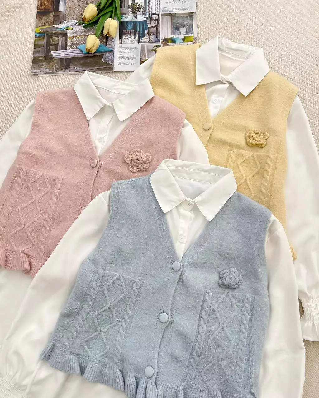 جلیقه بافت تک گل کد 5340