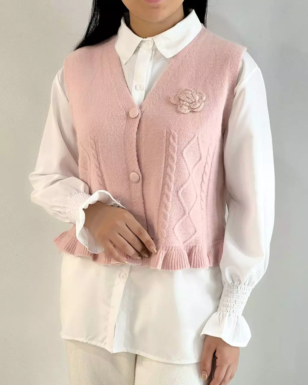 جلیقه بافت تک گل کد 5340