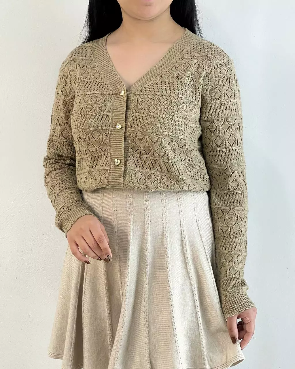 کاردیگن بافت قلاب بافی دکمه قلب کد 5349
