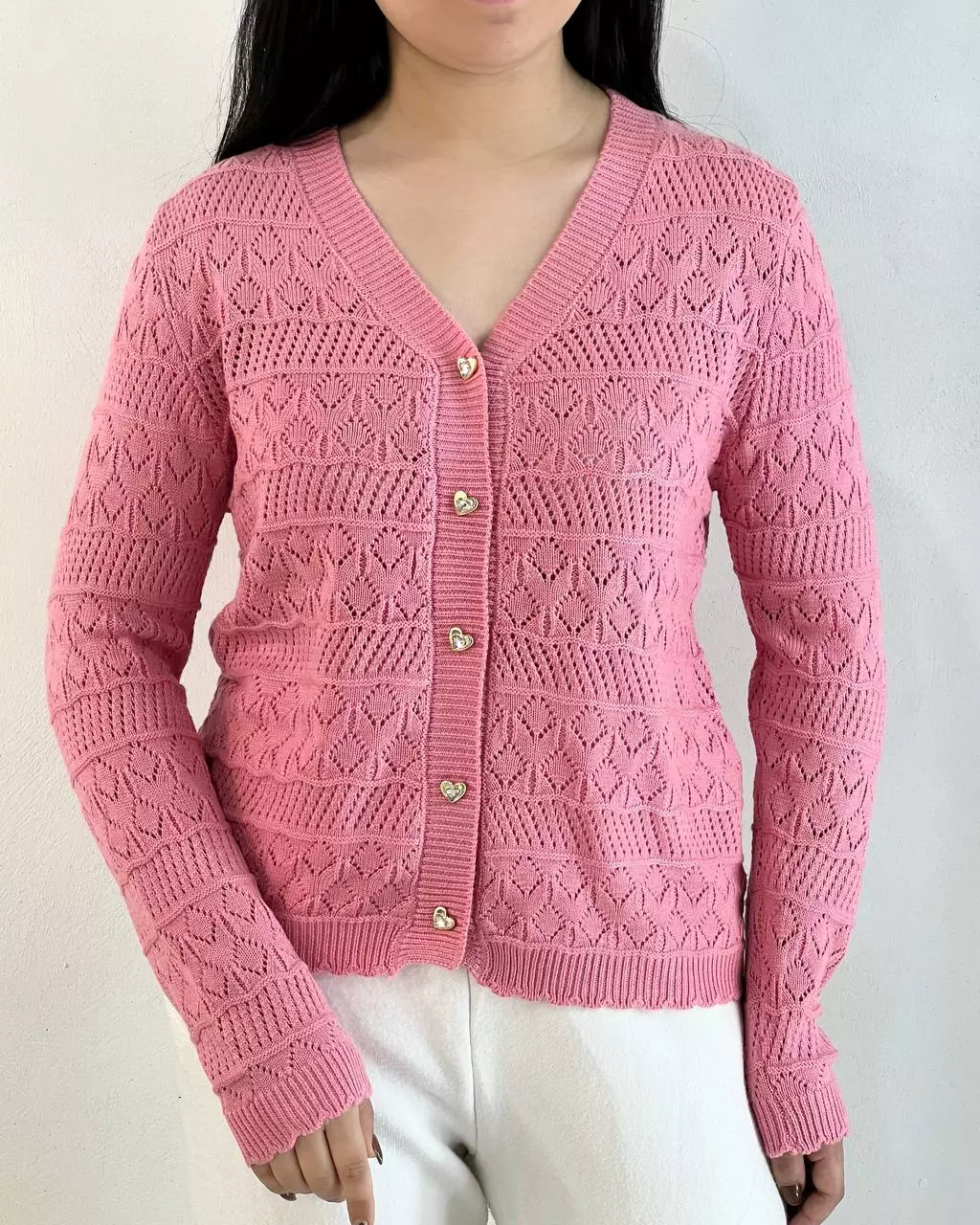 کاردیگن بافت قلاب بافی دکمه قلب کد 5349