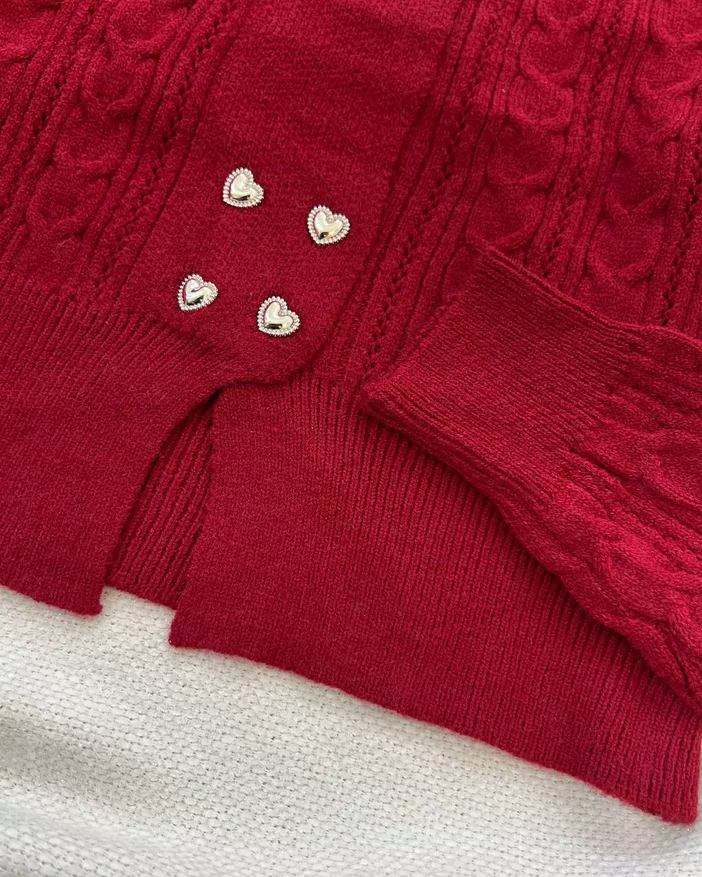 ژاکت بافت جلو دکمه قلب کد 5351