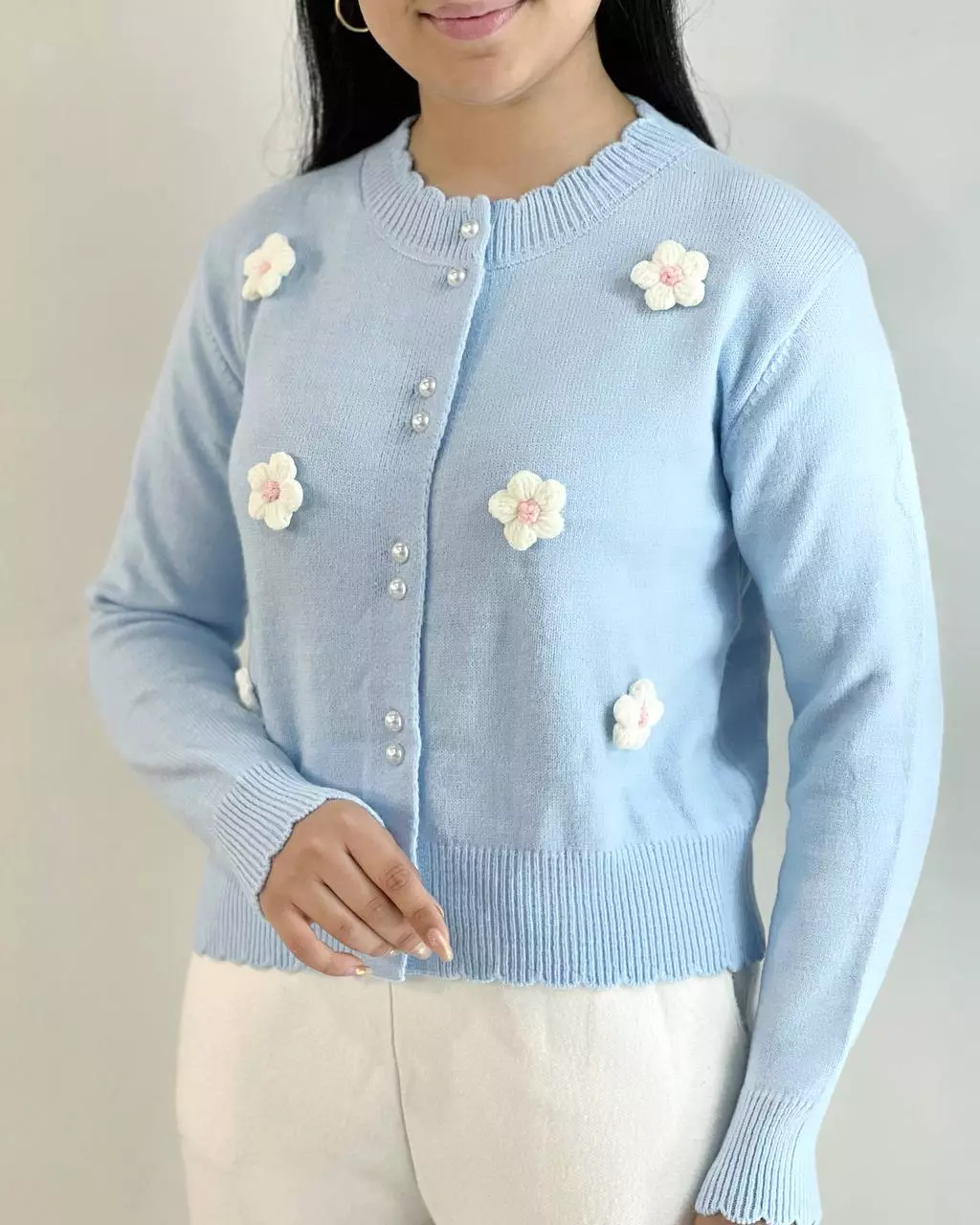 ژاکت بافت گل برجسته 6 رنگ کد 5368