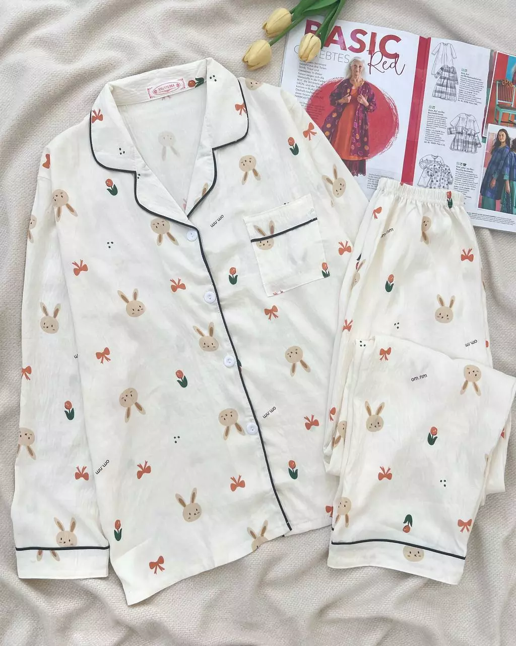 ست راحتی استین بلند جلو دکمه کد 5371