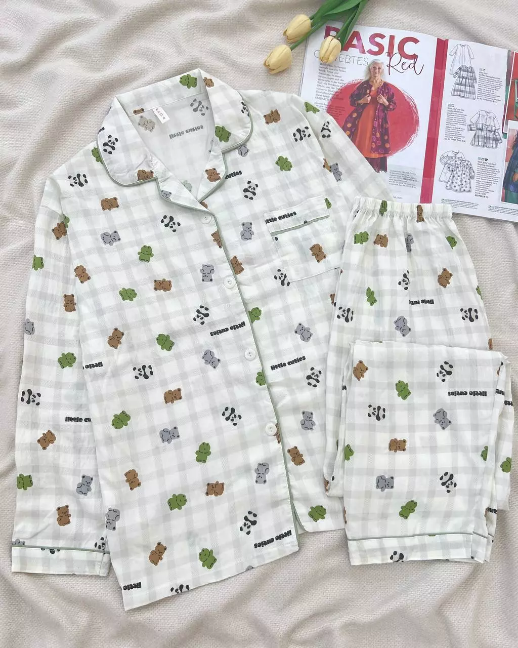 ست راحتی استین بلند جلو دکمه کد 5371