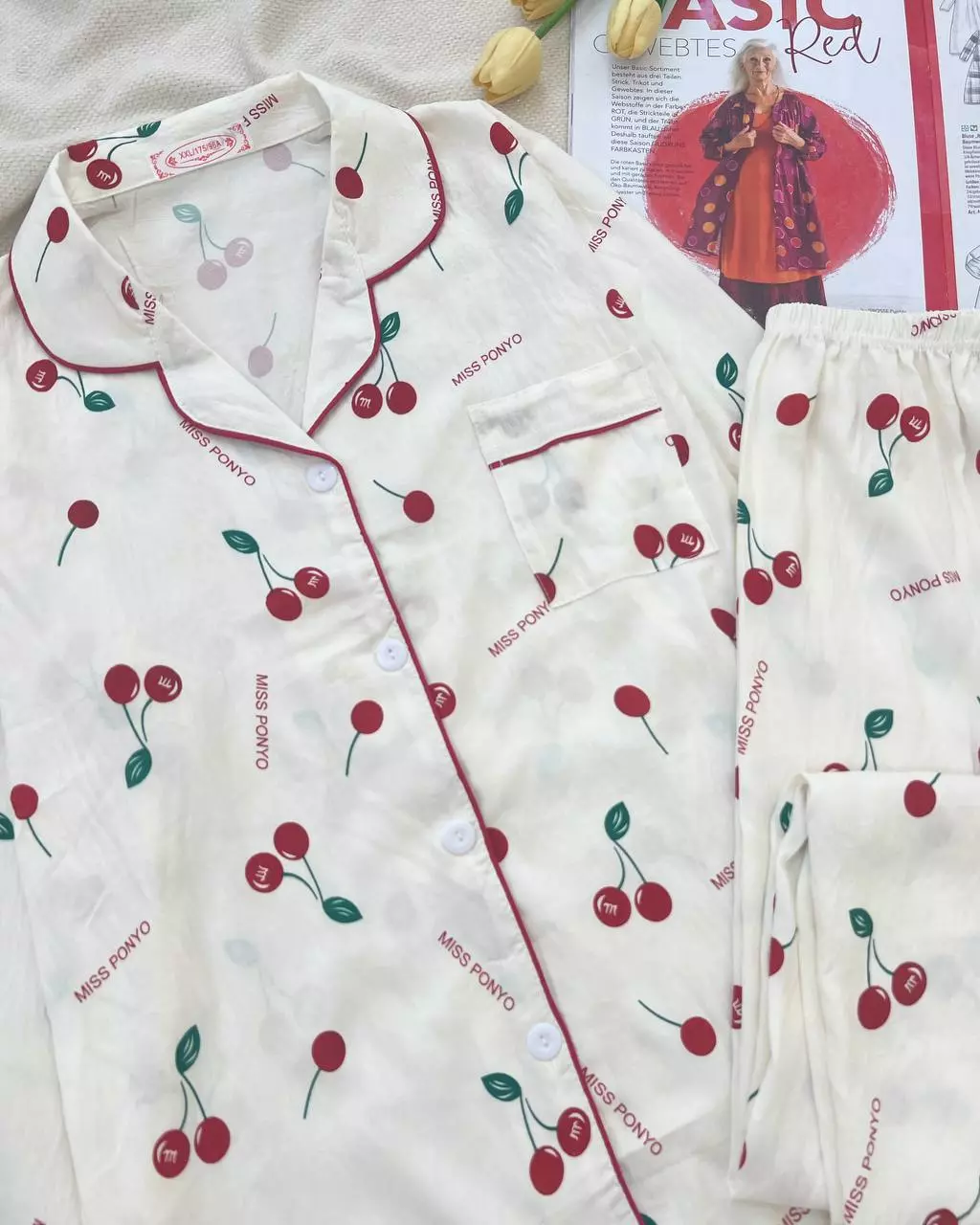 ست راحتی استین بلند جلو دکمه کد 5371