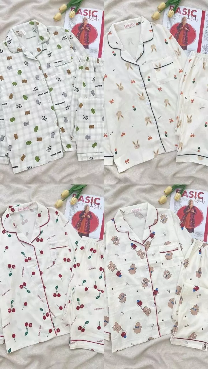 ست راحتی استین بلند جلو دکمه کد 5371